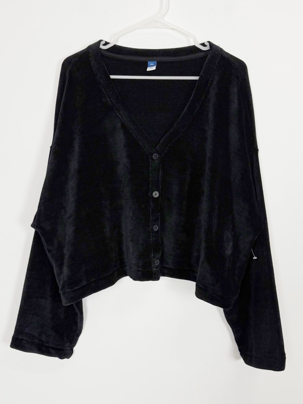 Old Navy Cardigan Sweater Top Womens XXL Black Long Sleeve VNeck Chenille